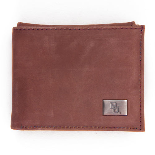 Baylor Bears Brown Bi Fold Leather Wallet