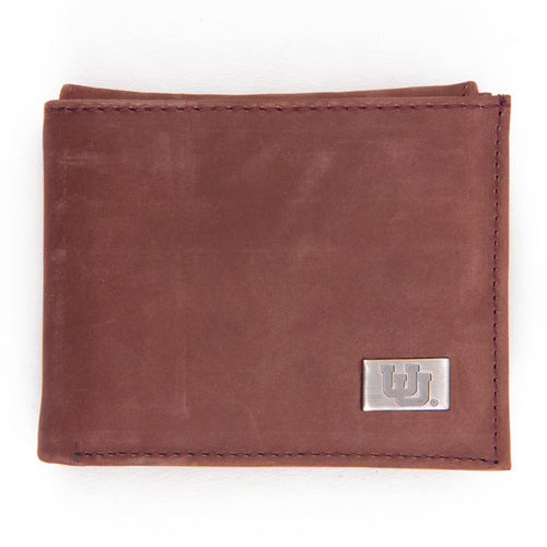 Utah Utes Brown Bi Fold Leather Wallet