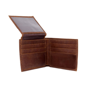 Virginia Tech Hokies Brown Bi Fold Leather Wallet