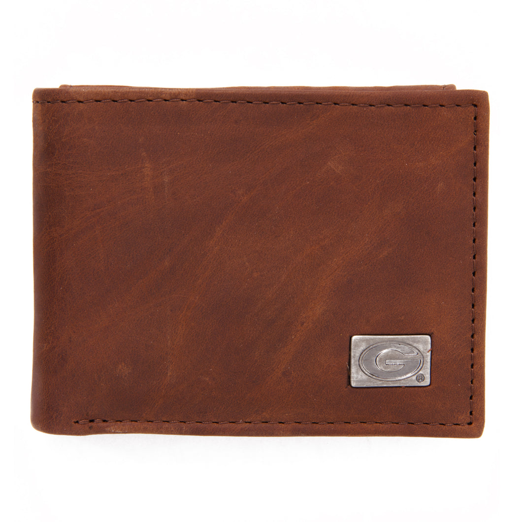 ZEP-PRO NCAA University Of Georgia Bulldogs Leather Wallet – Men's Bifold Or Trifold, Brown