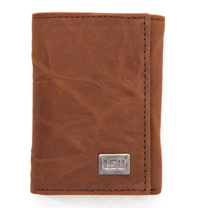LSU Tigers Brown Tri Fold Leather Wallet