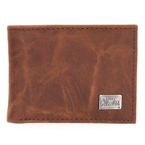 Ole Miss Rebels Brown Bi Fold Leather Wallet