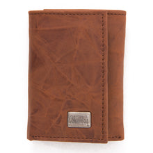 Load image into Gallery viewer, Ole Miss Rebels Brown Tri Fold Leather Wallet
