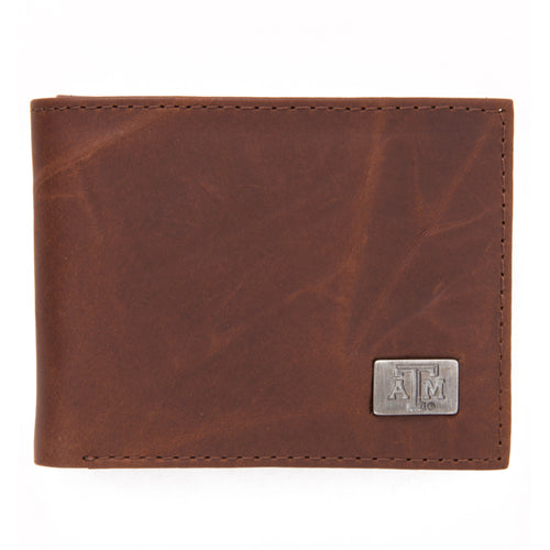 Texas A&M Aggies Brown Bi Fold Leather Wallet