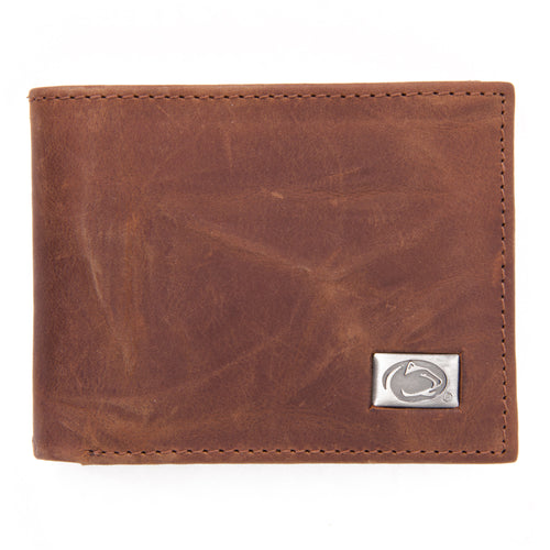 Penn State Nittany Lions Brown Bi Fold Leather Wallet