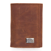 Load image into Gallery viewer, Penn State Nittany Lions Brown Tri Fold Leather Wallet