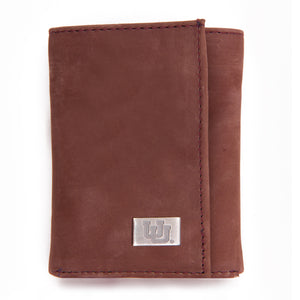 Utah Utes Brown Tri Fold Leather Wallet