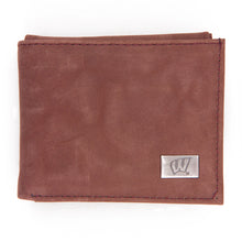 Load image into Gallery viewer, Wisconsin Badgers Brown Bi Fold Leather Wallet