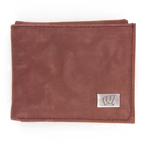Wisconsin Badgers Brown Bi Fold Leather Wallet