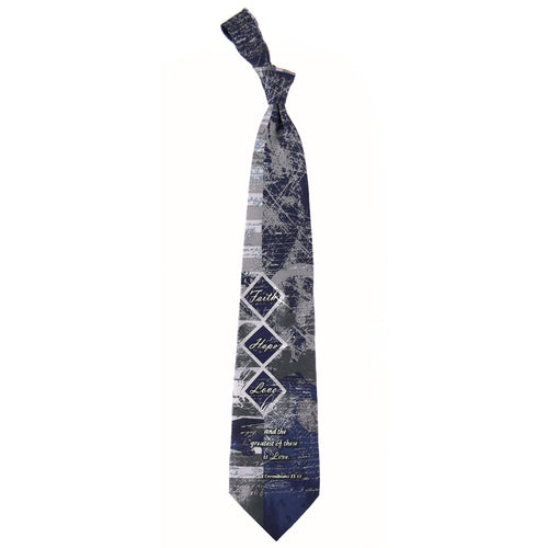 Inspirational Tie - Faith, Hope, Love Diamond