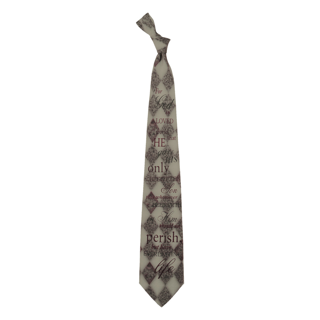 Inspirational Tie - John 3:16 Burgundy